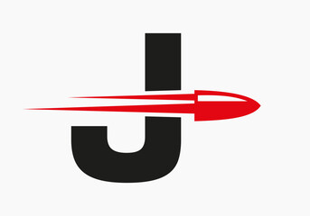 Bullet Logo On Letter J With Moving Bullet Symbol