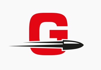 Bullet Logo On Letter G With Moving Bullet Symbol