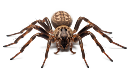 A brown and black spider isolated on a transparent background, Generative AI
