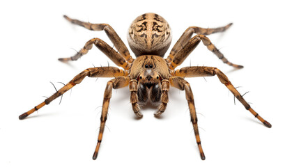 A brown and black spider isolated on a transparent background, Generative AI