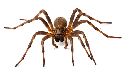 A brown and black spider isolated on a transparent background, Generative AI