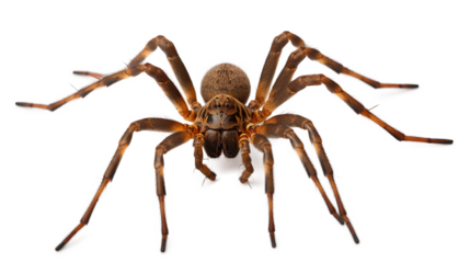 A brown and black spider isolated on a transparent background, Generative AI
