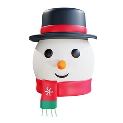 3d render Christmas Snowman Head