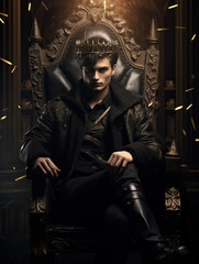 Handsome Gothic Prince on His Throne - Moody Tones in Dark Fantasy Realms