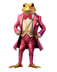 Obraz premium Frog in a pink tuxedo and bow tie.