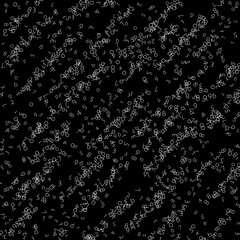 Falling numbers, big data concept. Binary white chaotic flying digits. Breathtaking futuristic banner on black background. Digital illustration with falling numbers.