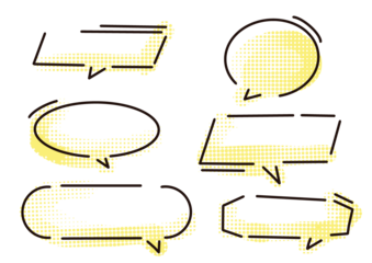 シンプルでおしゃれな手書き吹き出しセット　黄色