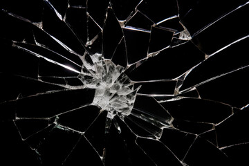 Image Of Glass Cracks With Small Illumination On A Black Background Created Using Artificial Intelligence