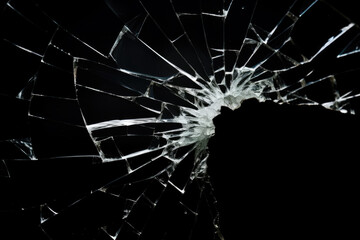 Image Of Glass Cracks With Small Illumination On A Black Background Created Using Artificial...
