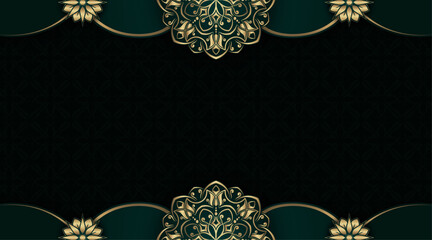 Green luxury background with mandala ornament