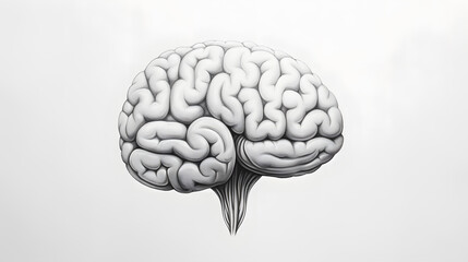 Brain Structure in Greyscale Detailed Illustration