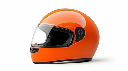 an orange motorcycle helmet isolated on white background