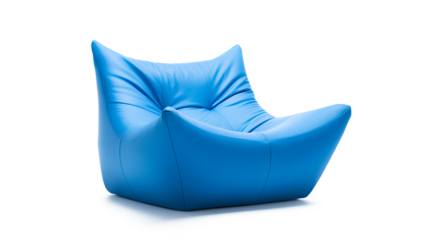 A vibrant blue bean bag chair isolated on a transparent background, Generative AI
