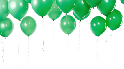 A vibrant collection of green balloons isolated on a transparent background, Generative AI