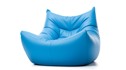 A vibrant blue bean bag chair isolated on a transparent background, Generative AI