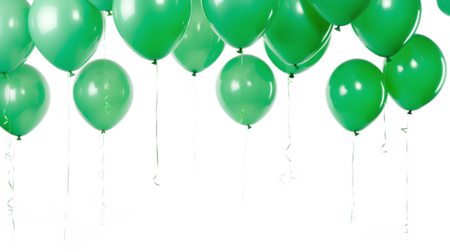 A vibrant collection of green balloons isolated on a transparent background, Generative AI - Powered by Adobe