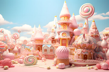  Sweet pastel candy world. generative ai.