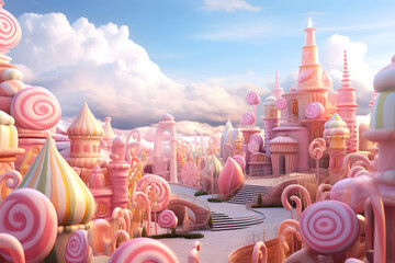  Sweet pastel candy world. generative ai.