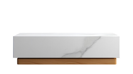 An elegant 3D-rendered podium with a smooth marble finish isolated on a transparent background, Generative AI