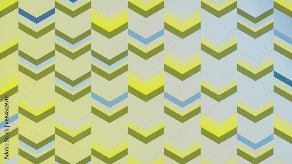 Leinwandbilder Flat art background with complex patterns of simple geometric shapes in shades of green with striped gradient. Incredible isometric projection. Seamless loop animation. 3d rendering 4K