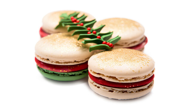 Christmas concept Macarons isolated on a transparent background, Generative AI