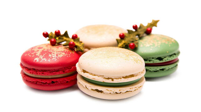 Christmas concept Macarons isolated on a transparent background, Generative AI