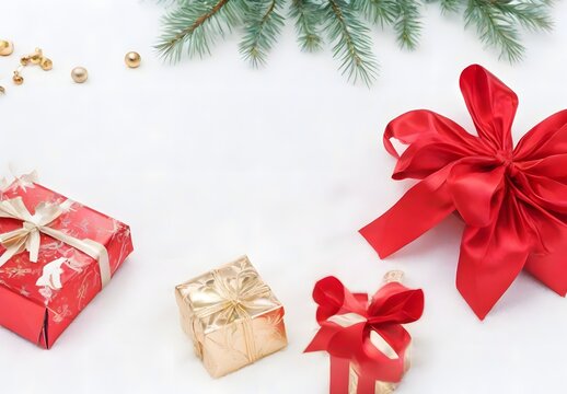 Christmas celebration| Christmas day| Christmas decoration items in white background| Christmas gift boxes in white background