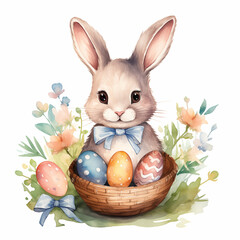easter bunny and easter eggs