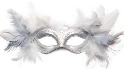 Feather eye mask, elegant and mysterious, adorned with soft isolated on a transparent background, Generative AI