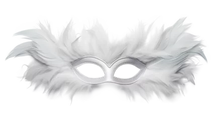 Gordijnen Feather eye mask, elegant and mysterious, adorned with soft isolated on a transparent background, Generative AI © MONWARA