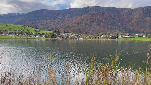 Splendid panoramic views of Thiersee lake and mountains on background in Austria. Peaceful natural landscape