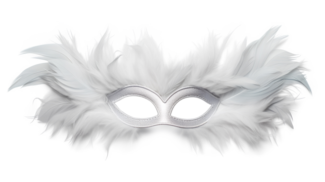 Feather eye mask, elegant and mysterious, adorned with soft isolated on a transparent background, Generative AI