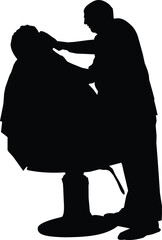 Barbershop, man shaving, barber portrait, vector silhouette
