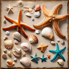 "Coastal Tranquility: Starfish and Seashells Embrace Summer's Holiday Charm"