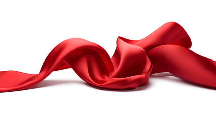 Flying red silk textile fabric flag background isolated on a transparent background, Generative AI