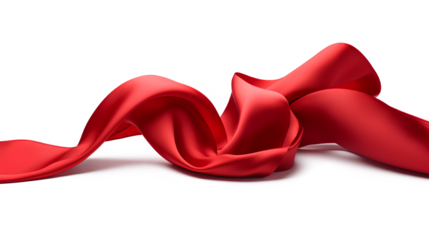 Flying red silk textile fabric flag background isolated on a transparent background, Generative AI