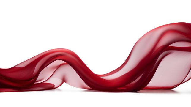Flying red silk textile fabric flag background isolated on a transparent background, Generative AI