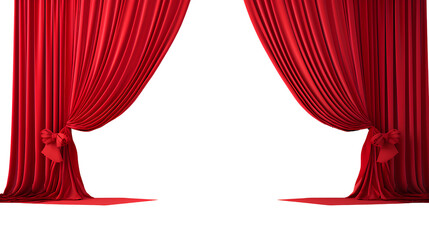 Red Ribbon Wedding Stage Clothing Curtains isolated on a transparent background, Generative AI
