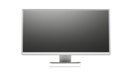A sleek computer monitor with a vibrant blank white screen isolated on a transparent background, Generative AI