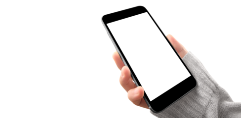 Hand holding smartphone device  touching screen