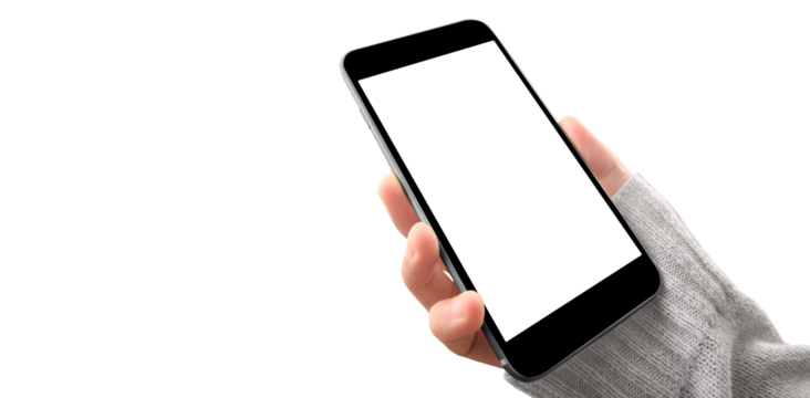 Hand holding smartphone device  touching screen