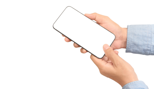 Hand holding smartphone device  touching screen