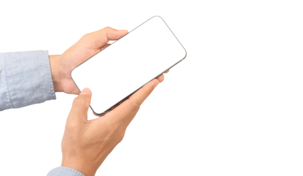 Hand holding smartphone device  touching screen