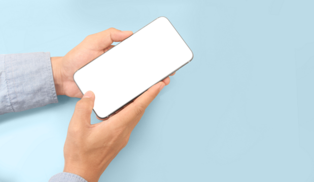 Hand holding smartphone device  touching screen