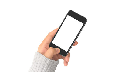 Hand holding smartphone device  touching screen