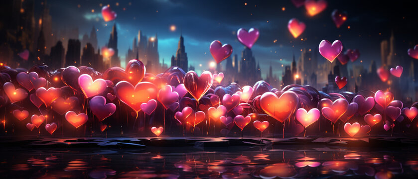 Valentinstag-Glanz: Leuchtende Herzen als festliche Dekoration