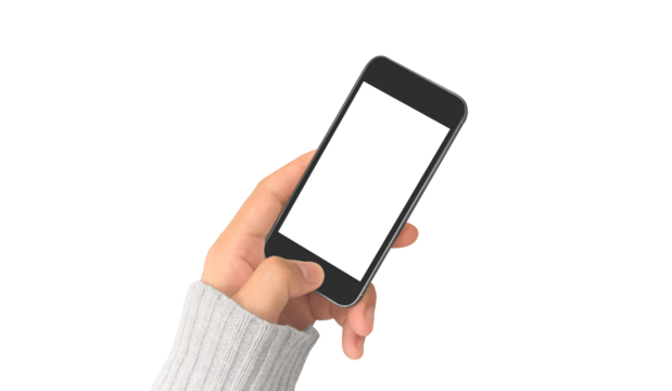 Hand holding smartphone device  touching screen