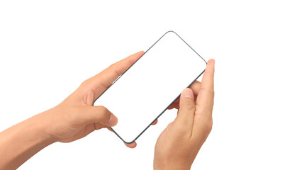 Hand holding smartphone device  touching screen