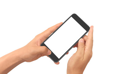 Hand holding smartphone device  touching screen