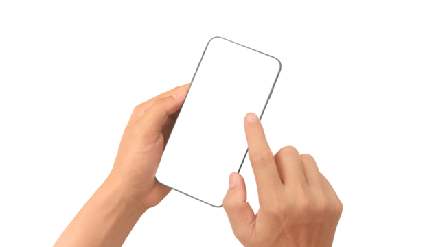 Hand holding smartphone device  touching screen